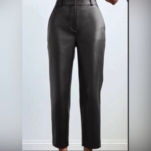Aritzia Babaton Black Faux Leather Straight Leg Pants